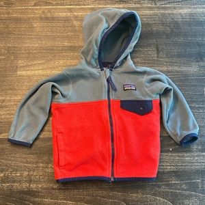 Patagonia Micro Fleece Full Zip 6-12 Red Grey Navy